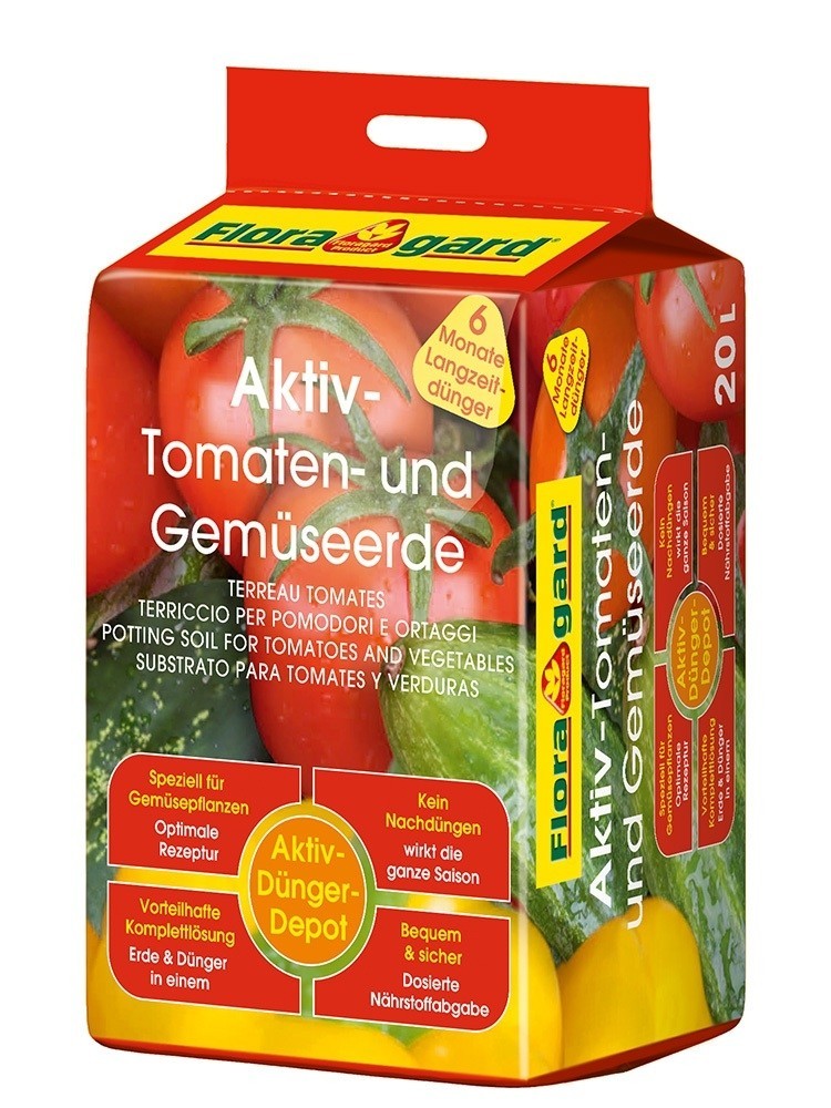 Floragard ดินปลูก ผัก ขนาด 20 ลิตร ( Active potting soil for tomatoes and vegetables ) ดินอเนกประสงค์ ดินปลูก มะเขือเทศ แตงกวา ผักสวนครัว สวน เกษตร วัสดุเพาะชำ วัสดุปลูก